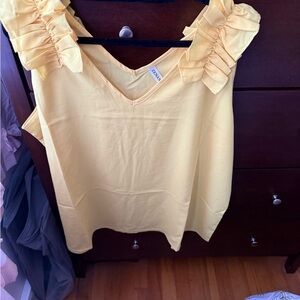 Zenana Outfitters Yellow Ruffle Tank Top